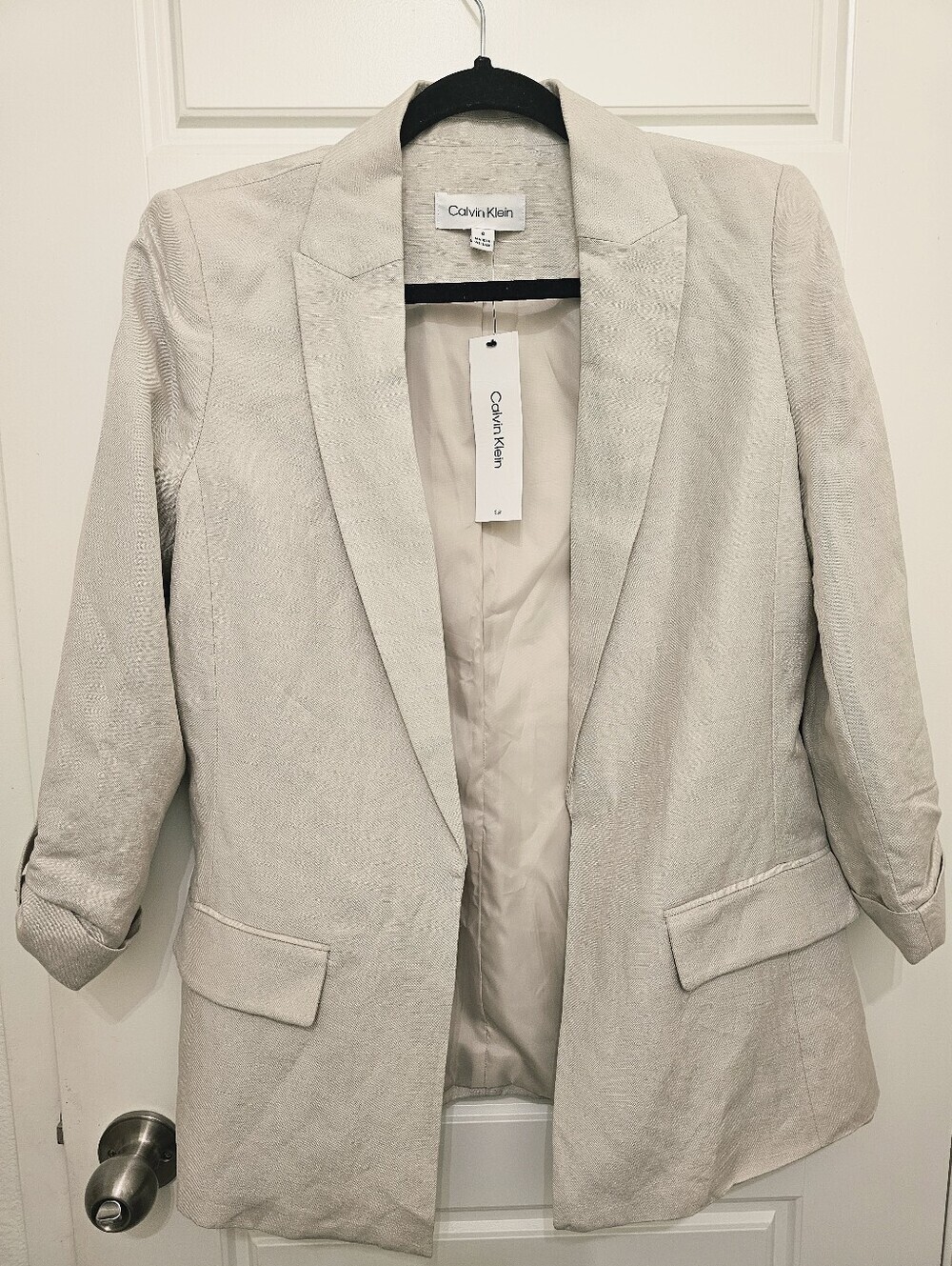 Calvin Klein Light Cream Women's Blazer Jacket - Picture 2 of 15